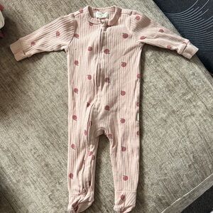 Ribbed Pink Apple Baby One Piece 6-9M